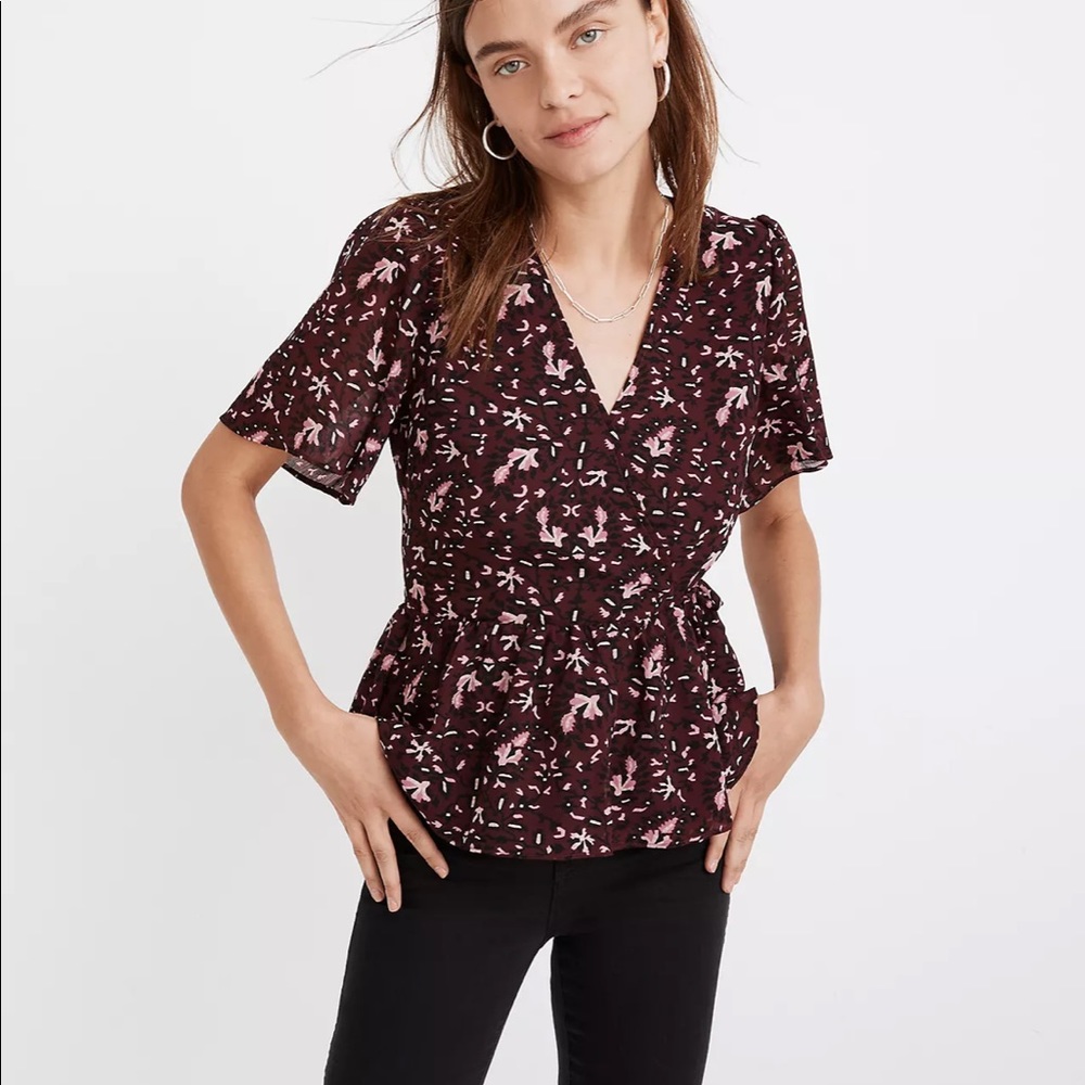 Madewell NWT Wrap Peplum Blouse